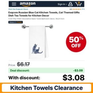 Exqcom Russian Blue Cat Kitchen Towels – 50% off