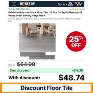 Fablioflo Peel and Stick Floor Tile – 25% off