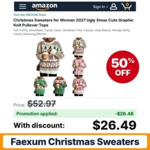 FAEXUM Christmas Sweaters Amazon promo code TM8JTFFL – 50% off