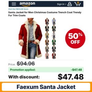 FAEXUM Santa Jacket Amazon promo code TM8JTFFL – 50% off