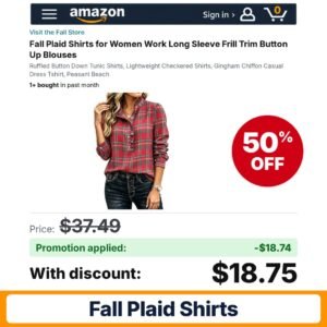 Fall Plaid Shirts Amazon promo code IQ64DH0Q – 50% off