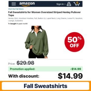 Fall Sweatshirts Amazon promo code ZPC53UAB – 50% off