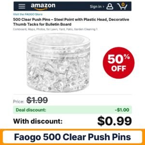 FAOGO 500 Clear Push Pins – 50% off