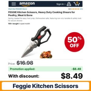 FEGGIE Kitchen Scissors Amazon promo code FYIOOP4C – 50% off