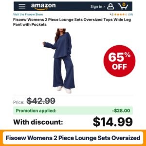 Fisoew Womens 2 Piece Lounge Sets Oversized Dark Blue Amazon promo code RTH9QRDP – 65% off