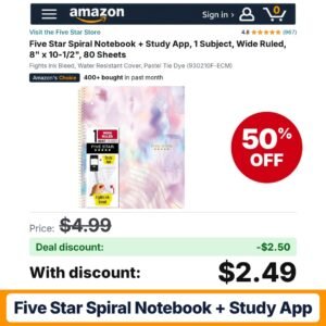 Five Star Spiral Notebook + Study App 930210F-ECM – 50% off