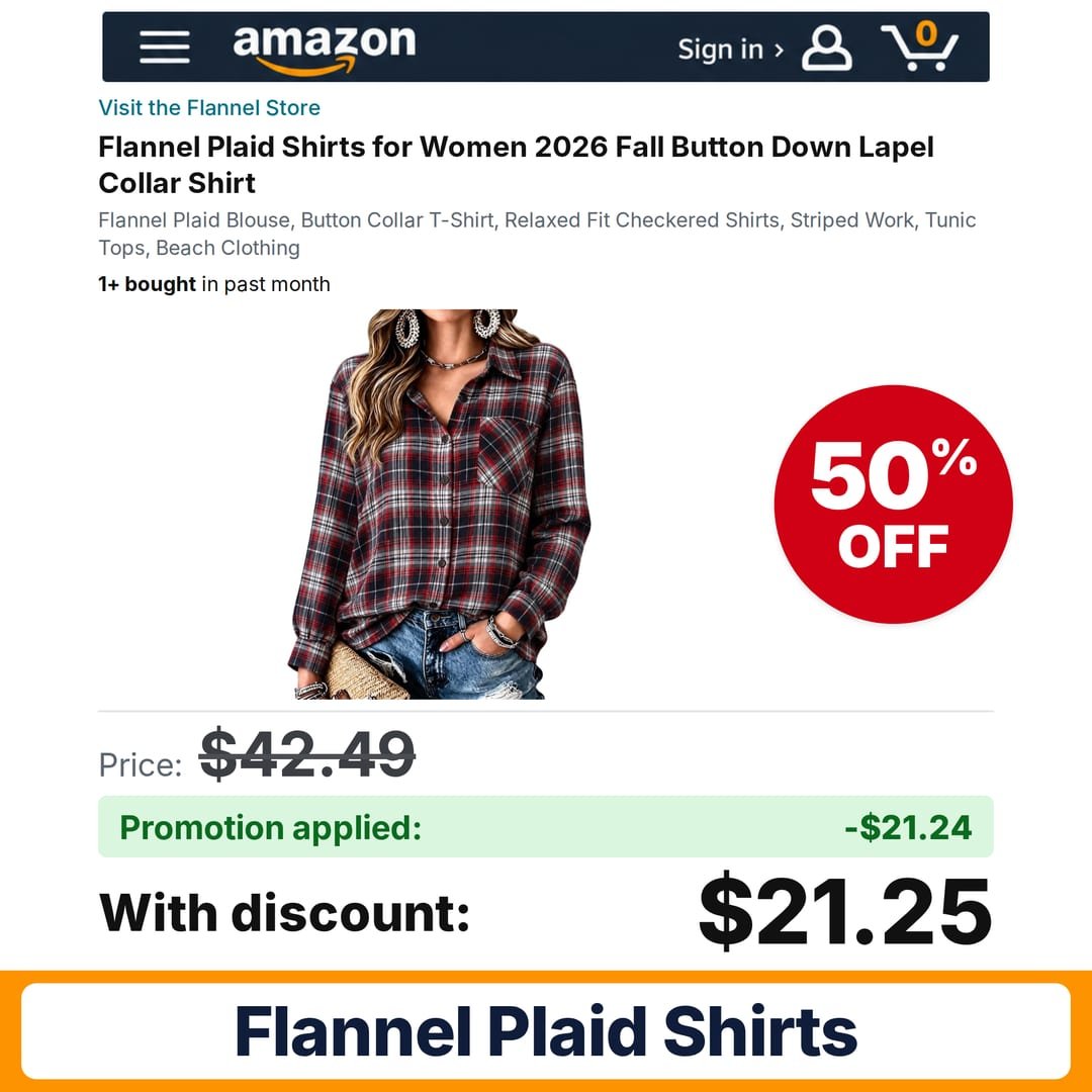 Flannel Plaid Shirts Amazon promo code 3YY2B91D – 50% off