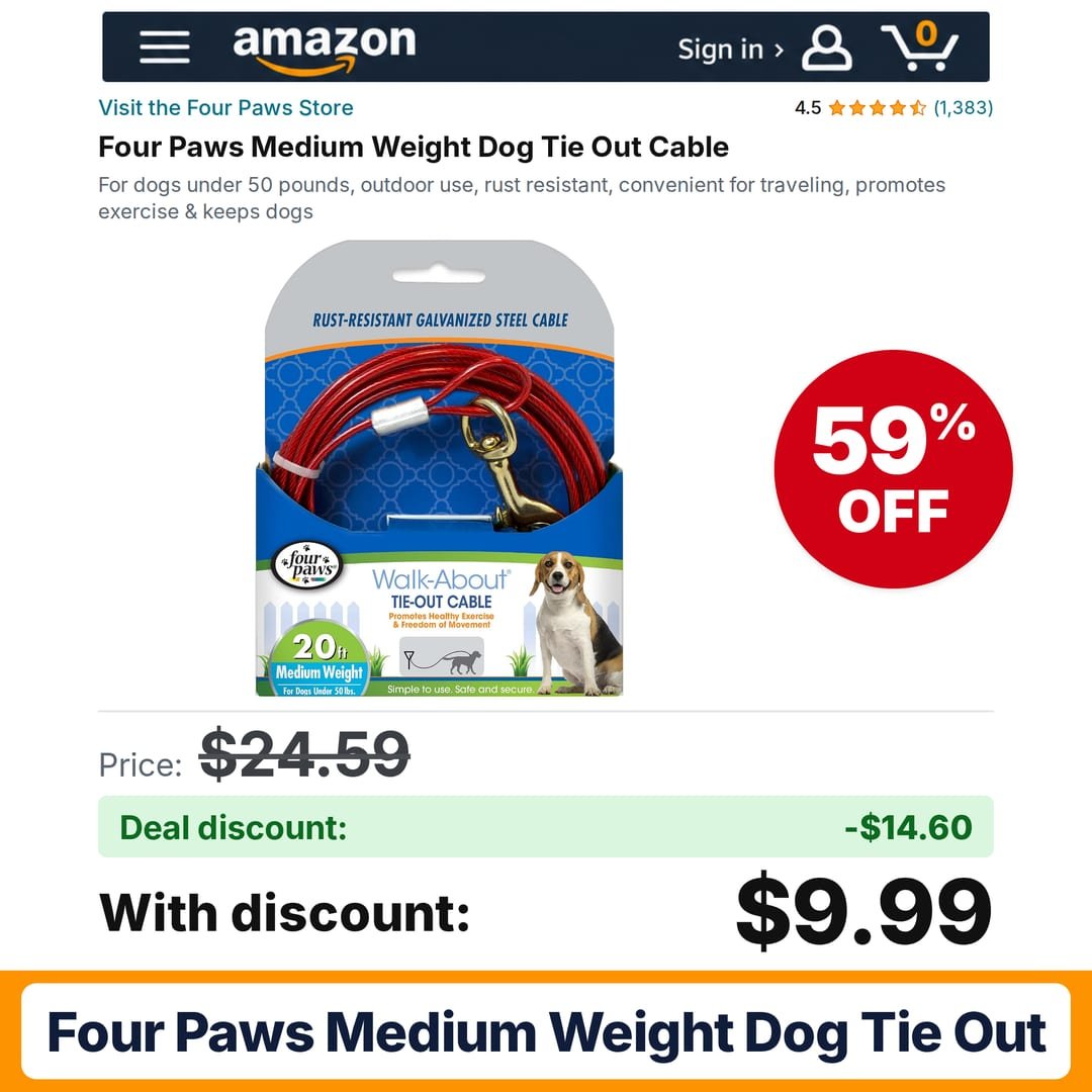 Four Paws Medium Weight Dog Tie Out – 59% off
