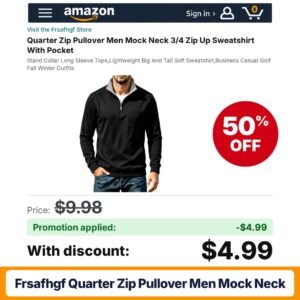 Frsafhgf Quarter Zip Pullover Men Mock Neck Amazon promo code 2CT2WPDE – 50% off