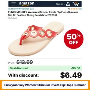 FUNKYMONKEY Women's Circular Rivets Flip Flops Summer – 50% off