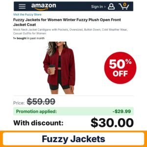Fuzzy Jackets Amazon promo code UBBE9ANO – 50% off