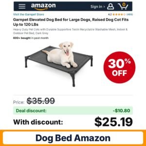 Garnpet Elevated Dog Bed Dark Grey Large – 30% off