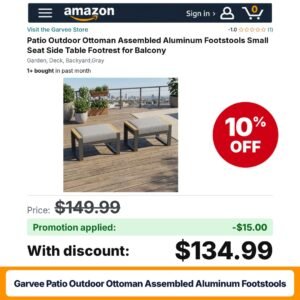 Garvee Patio Outdoor Ottoman Assembled Aluminum Footstools Amazon promo code I0TNRTQP – 10% off
