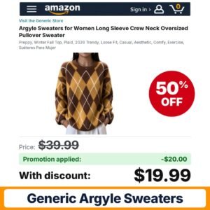 Generic Argyle Sweaters D10 Saffron XX-Large Amazon promo code A8GLGTFT – 50% off
