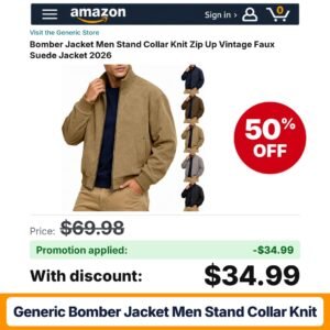 Generic Bomber Jacket Men Stand Collar Knit Amazon promo code 5ZX1DCGL – 50% off