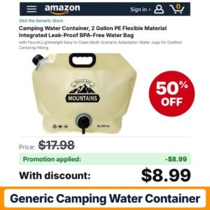 Generic Camping Water Container Amazon promo code WVQO9DDS – 50% off