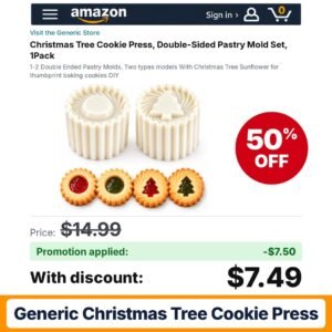Generic Christmas Tree Cookie Press Amazon promo code HVTZ080W – 50% off