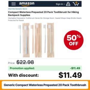 Generic Compact Waterless Prepasted 20 Pack Toothbrush White Amazon promo code QX5372F5 – 50% off