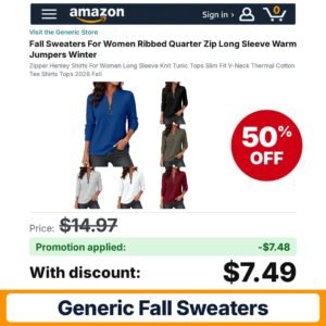 Generic Fall Sweaters Blue Small Amazon promo code 3TKEL6OY – 50% off