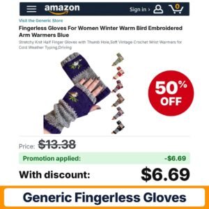 Generic Fingerless Gloves Amazon promo code 32NG8OA3 – 50% off