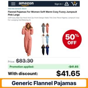 Generic Flannel Pajamas Amazon promo code A7T2BDBD – 50% off