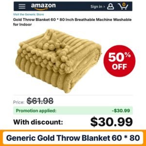 Generic Gold Throw Blanket 60 * 80 Amazon promo code PTLC3C2T – 50% off