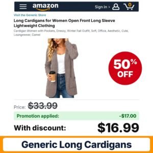 Generic Long Cardigans D07 Camel Amazon promo code A5GHJRPM – 50% off