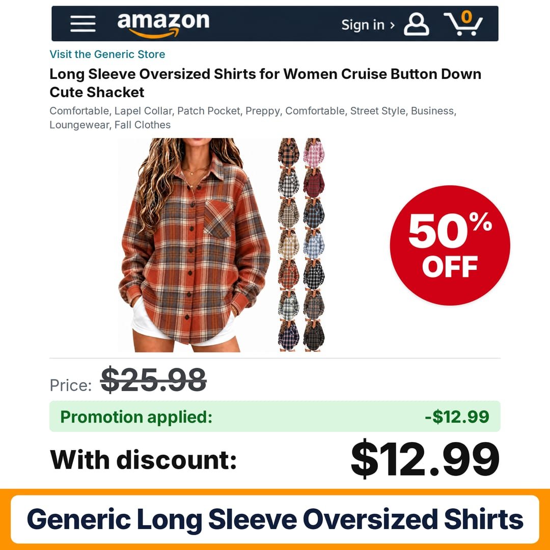 Generic Long Sleeve Oversized Shirts A006gray Amazon promo code 1KGZPHHA – 50% off