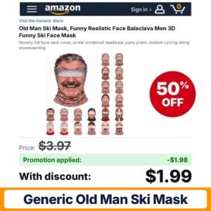 Generic Old Man Ski Mask 3D Amazon promo code E86SHYXV – 50% off
