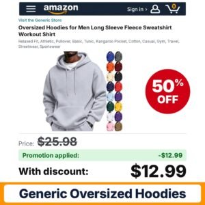 Generic Oversized Hoodies A01 Light Gray Amazon promo code VBOS3NLE – 50% off