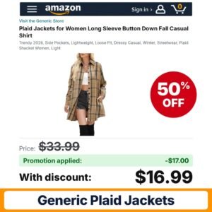 Generic Plaid Jackets D11 Light Brown Amazon promo code A2GXVPSK – 50% off