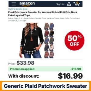 Generic Plaid Patchwork Sweater Amazon promo code GD49UJT4 – 50% off
