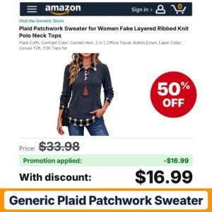 Generic Plaid Patchwork Sweater Y2K A002-navy Amazon promo code GD49UJT4 – 50% off