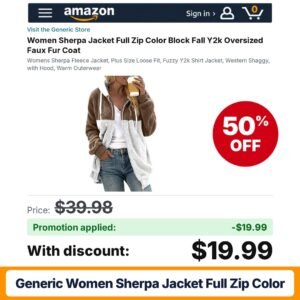 Generic Women Sherpa Jacket Full Zip Color Y2k P005-khaki Amazon promo code YYQ85RY9 – 50% off