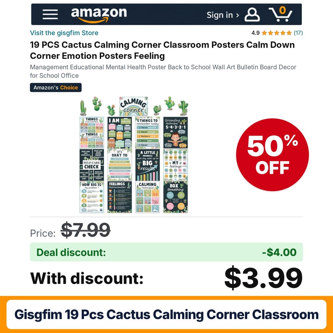gisgfim 19 PCS Cactus Calming Corner Classroom – 50% off