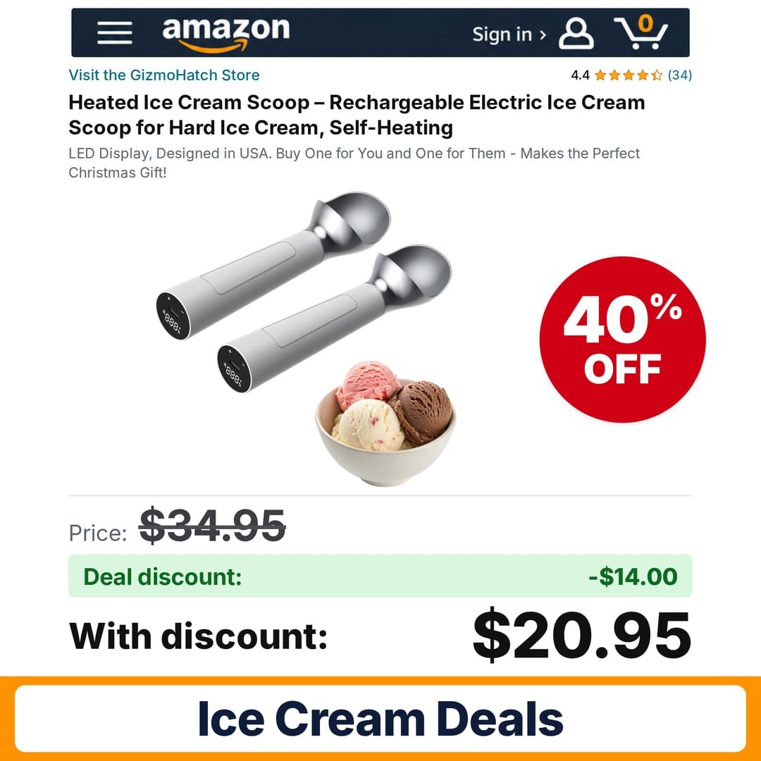 GizmoHatch Heated Ice Cream Scoop – 40% off