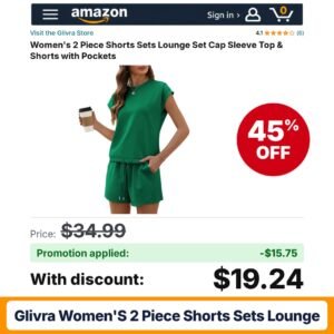 Glivra Women's 2 Piece Shorts Sets Lounge Amazon promo code 00RGRCPC – 45% off