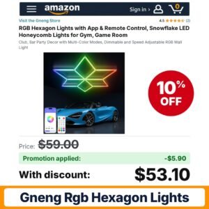 Gneng RGB Hexagon Lights Amazon promo code BMJJ63OY – 10% off