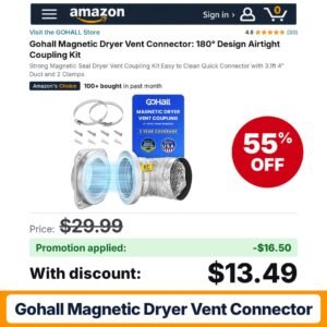 Gohall Magnetic Dryer Vent Connector Amazon promo code ZJ4C0V8D – 55% off