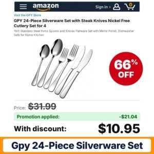 GPY 24-Piece Silverware Set Amazon promo code EOCGZDUK – 66% off