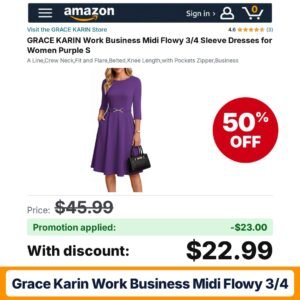 GRACE KARIN Work Business Midi Flowy 3/4 Amazon promo code VINJRQMD – 50% off
