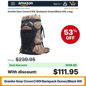 Granite Gear Crown3 60L Backpack Dunes/Black 60L – 53% off