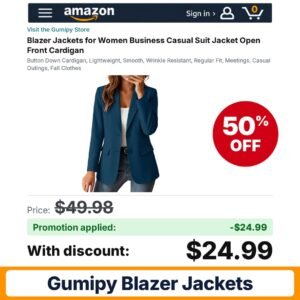 Gumipy Blazer Jackets H005- Navy Medium Amazon promo code ZRAUPGJT – 50% off