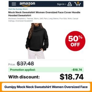 Gumipy Mock Neck Sweatshirt Women Oversized Face A002- Black Large Amazon promo code VHFYP7Y4 – 50% off