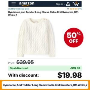 Gymboree,and Toddler Long Sleeve Cable Knit Sweaters,Off-White,7 – 50% off