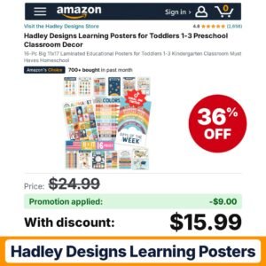 Hadley Designs Learning Posters Amazon promo code AZTHNME3 – 36% off