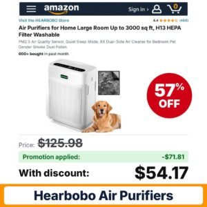 HEARBOBO Air Purifiers Amazon promo code OWEKRYZV – 57% off