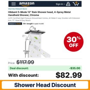 Hibbent 5-Mode 13" Rain Shower head – 30% off