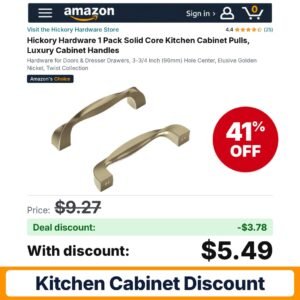 Hickory Hardware 1 Pack Solid Core Kitchen Elusive Golden Nickel – 41% off