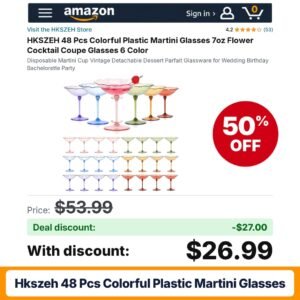 HKSZEH 48 Pcs Colorful Plastic Martini Glasses – 50% off